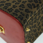 FENDI Leopard Boston Bag Canvas Brown54817