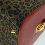 FENDI Leopard Boston Bag Canvas Brown54817
