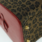 FENDI Leopard Boston Bag Canvas Brown54817