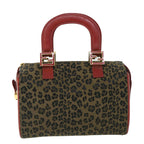 FENDI Leopard Boston Bag Canvas Brown54817
