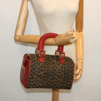 FENDI Leopard Boston Bag Canvas Brown54817