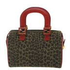 FENDI Leopard Boston Bag Canvas Brown54817