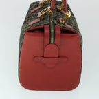FENDI Leopard Boston Bag Canvas Brown54817