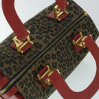 FENDI Leopard Boston Bag Canvas Brown54817