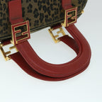 FENDI Leopard Boston Bag Canvas Brown54817