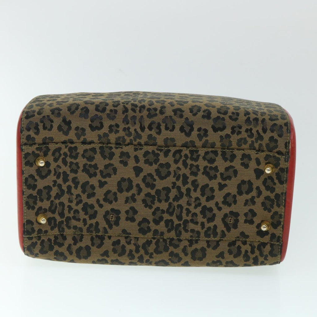 FENDI Leopard Boston Bag Canvas Brown54817