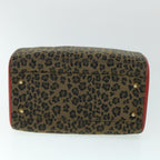 FENDI Leopard Boston Bag Canvas Brown54817