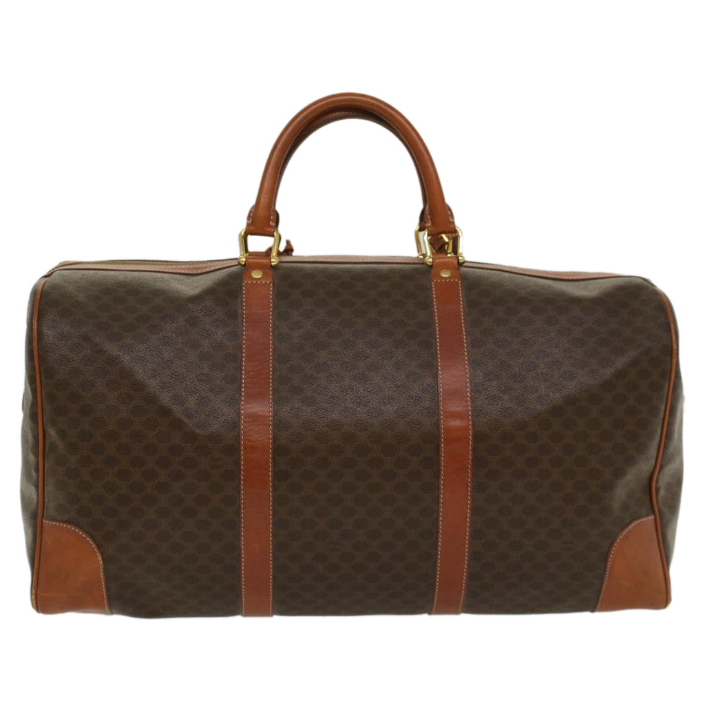 CELINE Macadam Canvas Boston Bag PVC Leather Brown  54831