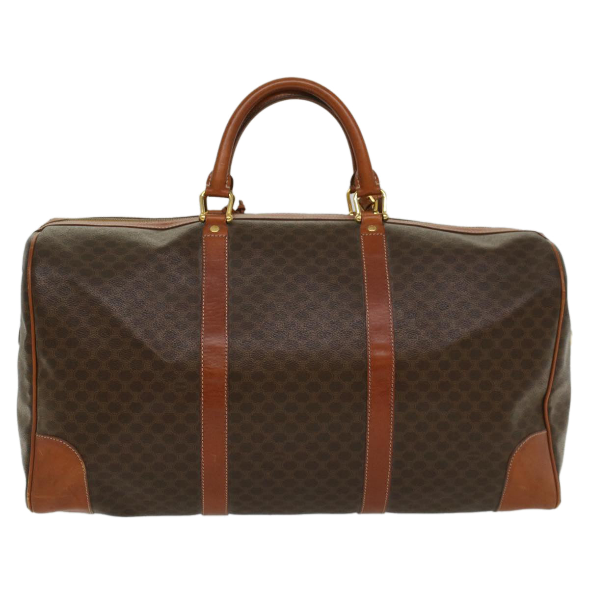 CELINE Macadam Canvas Boston Bag PVC Leather Brown  54831