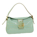 FENDI Zucchino Canvas Mamma Baguette Shoulder Bag Coated Canvas Blue54889