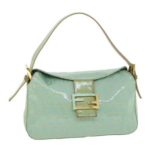 FENDI Zucchino Canvas Mamma Baguette Shoulder Bag Coated Canvas Blue54889