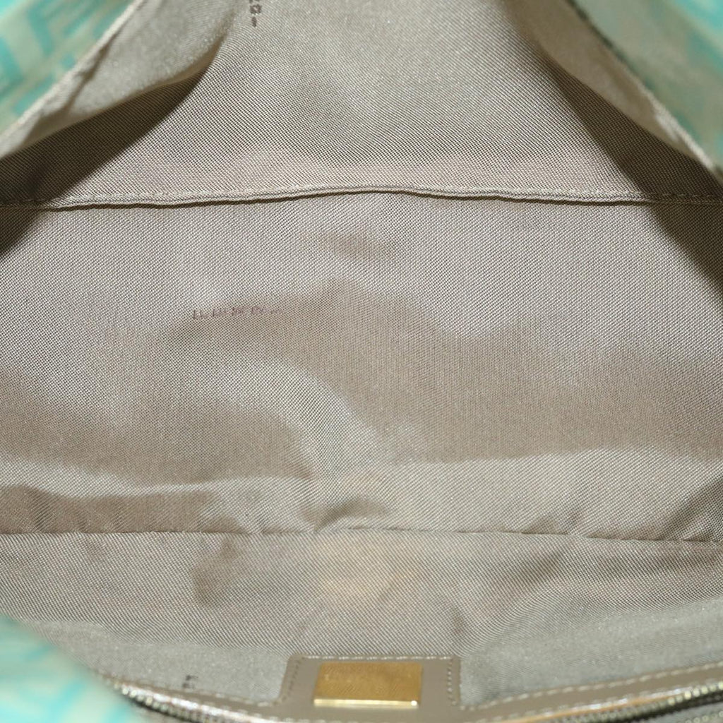 FENDI Zucchino Canvas Mamma Baguette Shoulder Bag Coated Canvas Blue54889