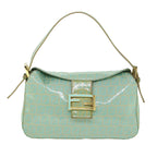 FENDI Zucchino Canvas Mamma Baguette Shoulder Bag Coated Canvas Blue54889
