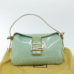 FENDI Zucchino Canvas Mamma Baguette Shoulder Bag Coated Canvas Blue54889