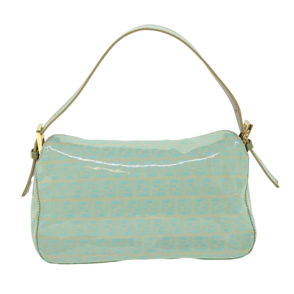 FENDI Zucchino Canvas Mamma Baguette Shoulder Bag Coated Canvas Blue54889