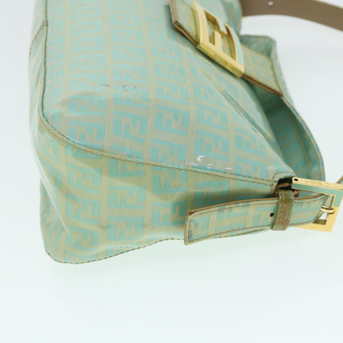 FENDI Zucchino Canvas Mamma Baguette Shoulder Bag Coated Canvas Blue54889