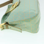 FENDI Zucchino Canvas Mamma Baguette Shoulder Bag Coated Canvas Blue54889