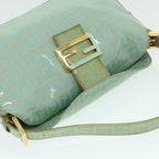 FENDI Zucchino Canvas Mamma Baguette Shoulder Bag Coated Canvas Blue54889