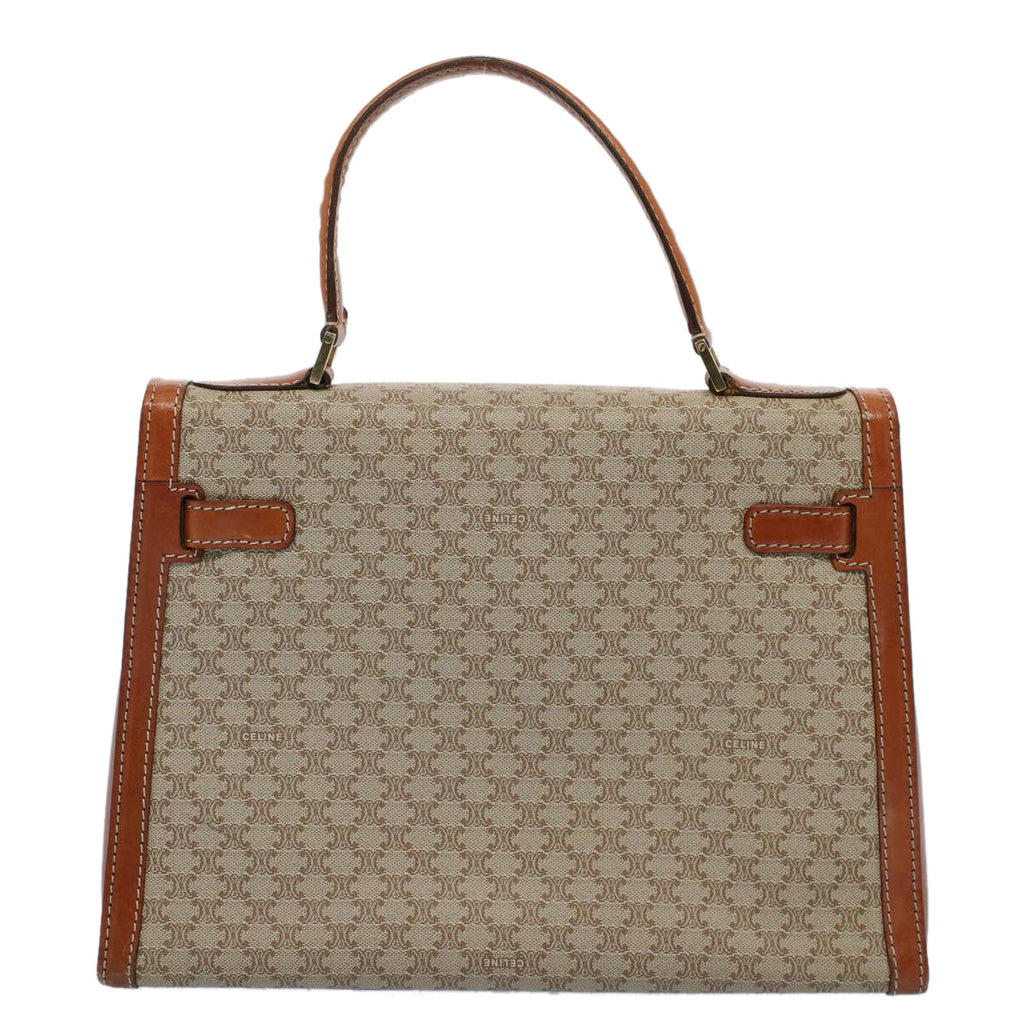 CELINE Macadam Canvas Hand Bag PVC Leather Beige Brown  54903