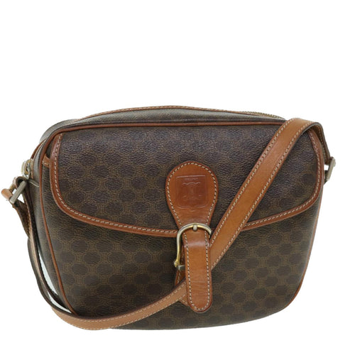 CELINE Macadam Canvas Shoulder Bag PVC Leather Brown  54913