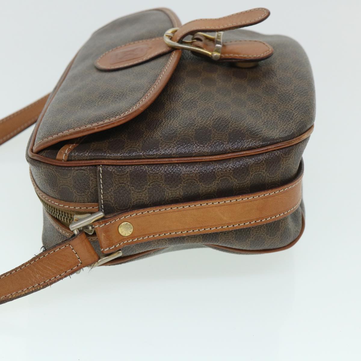 CELINE Macadam Canvas Shoulder Bag PVC Leather Brown  54913