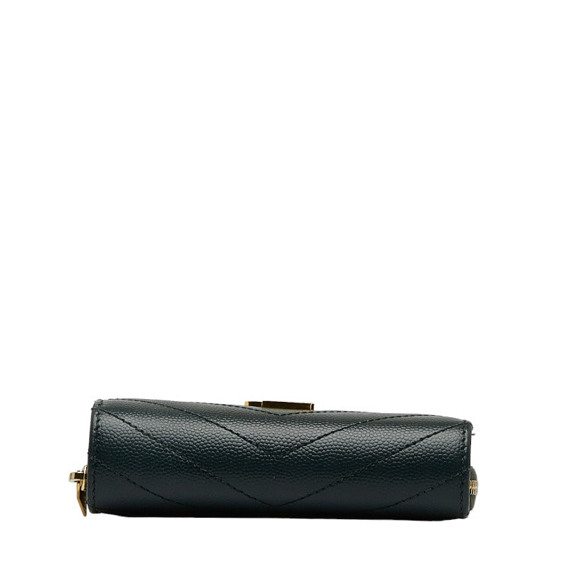 Saint Laurent Zip Wallet in Grain Calf Leather Green GUE403723