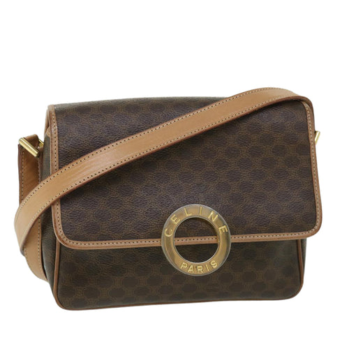 CELINE Macadam Canvas Shoulder Bag PVC Leather Brown  54959