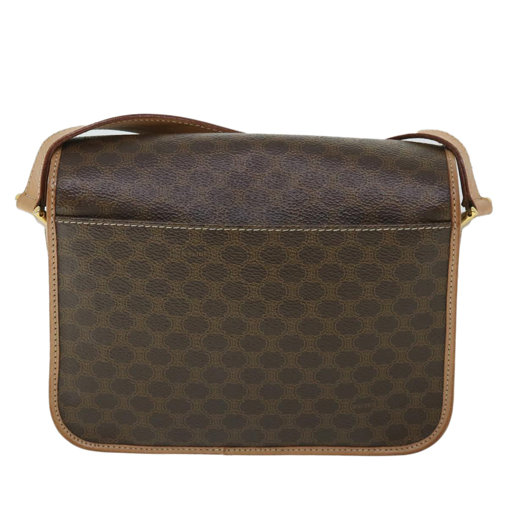 CELINE Macadam Canvas Shoulder Bag PVC Leather Brown  54959
