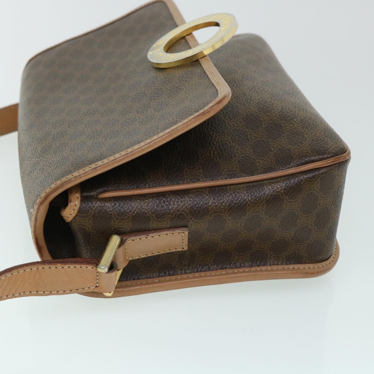 CELINE Macadam Canvas Shoulder Bag PVC Leather Brown  54959