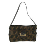 FENDI Zucca Canvas Mamma Baguette Shoulder Bag Black Brown54960