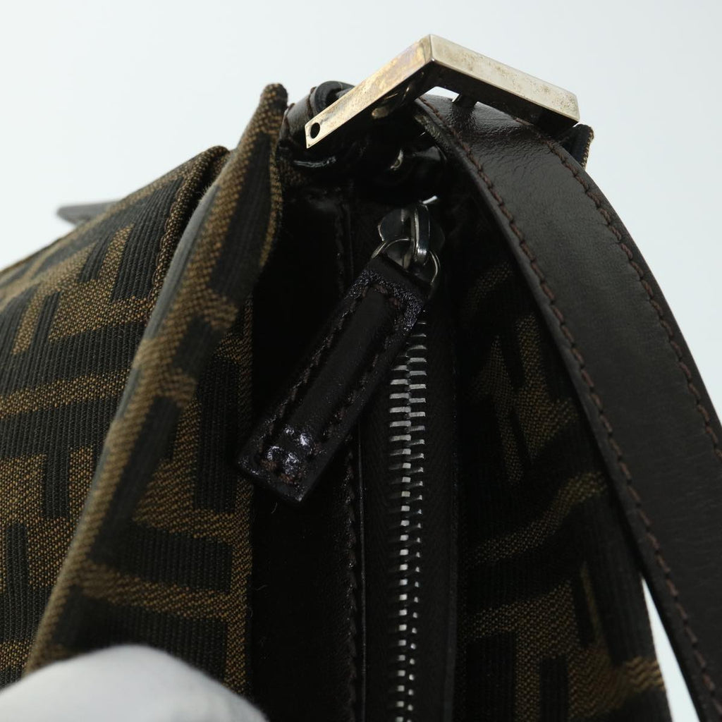 FENDI Zucca Canvas Mamma Baguette Shoulder Bag Black Brown54960