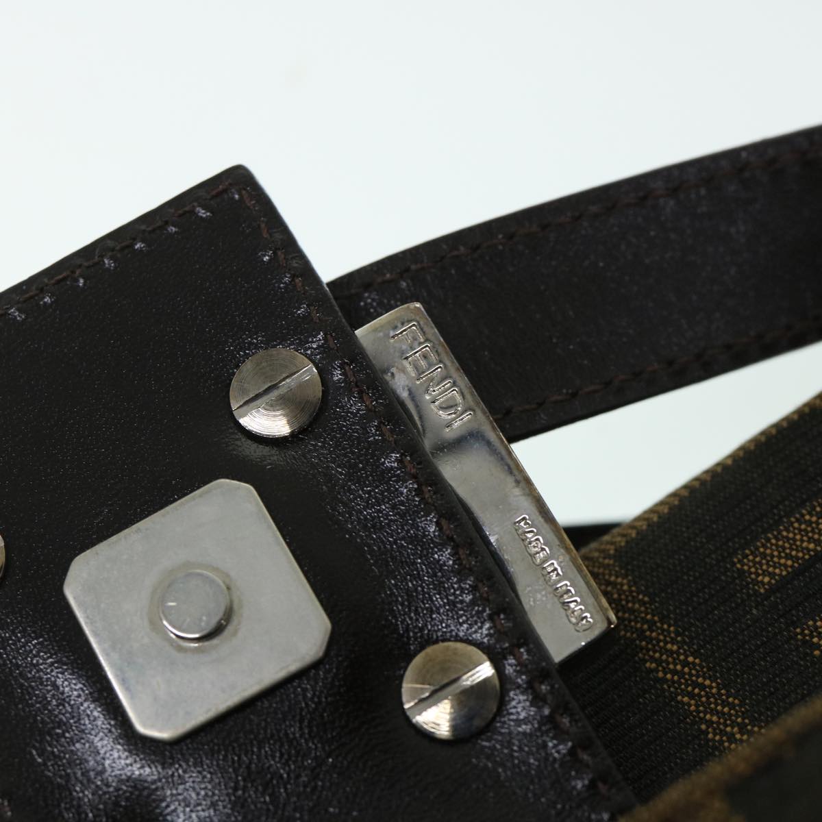 FENDI Zucca Canvas Mamma Baguette Shoulder Bag Black Brown54960