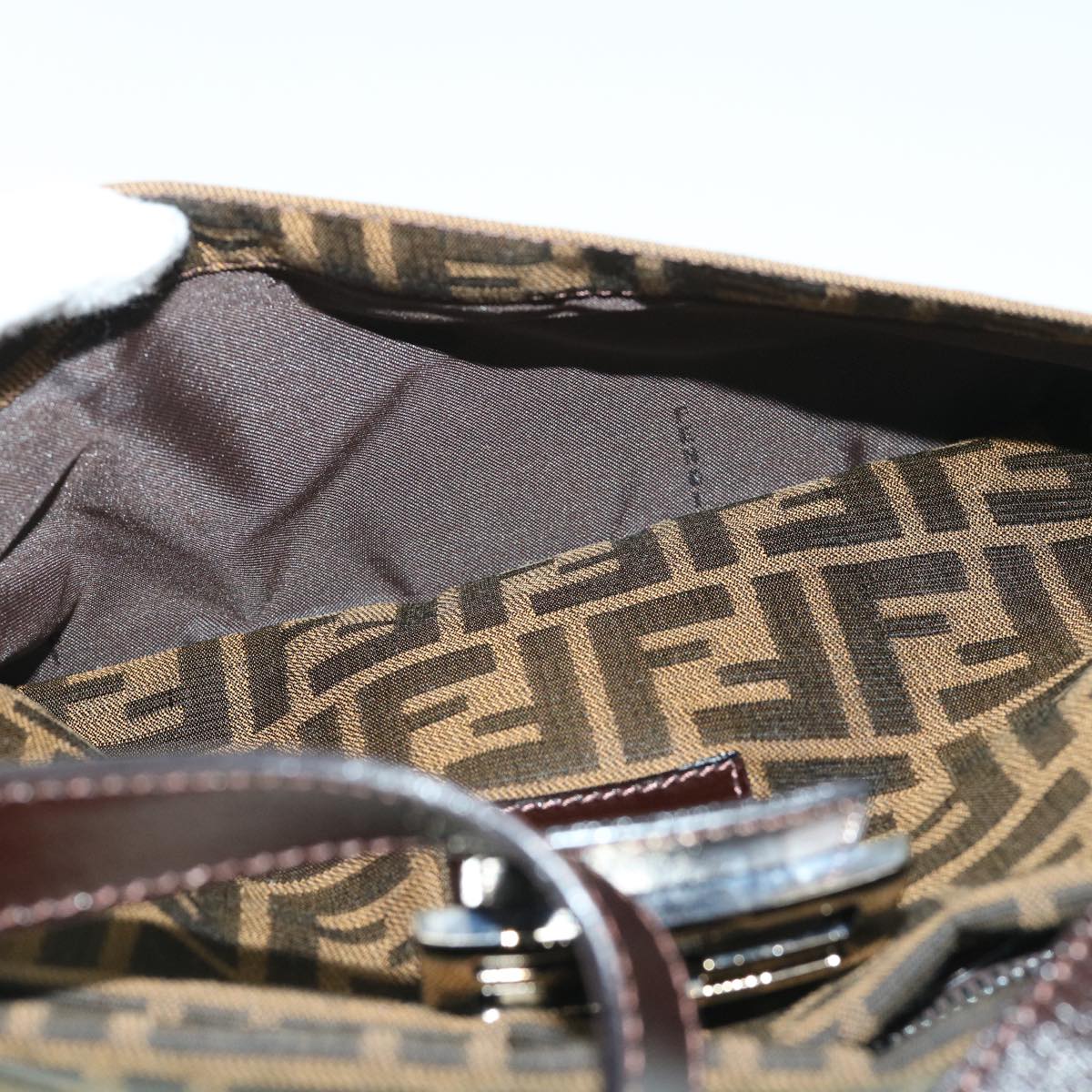 FENDI Zucca Canvas Mamma Baguette Shoulder Bag Black Brown54960