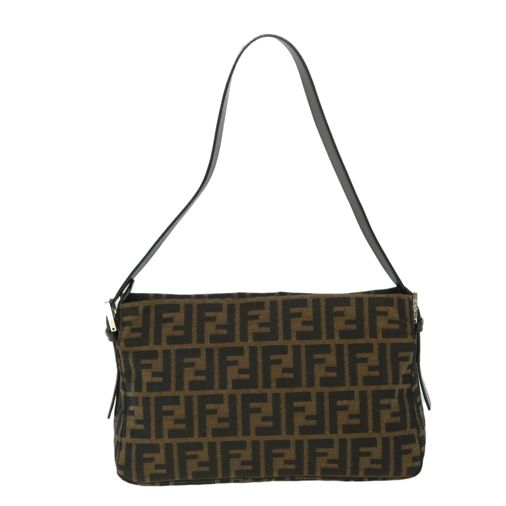 FENDI Zucca Canvas Mamma Baguette Shoulder Bag Black Brown54960
