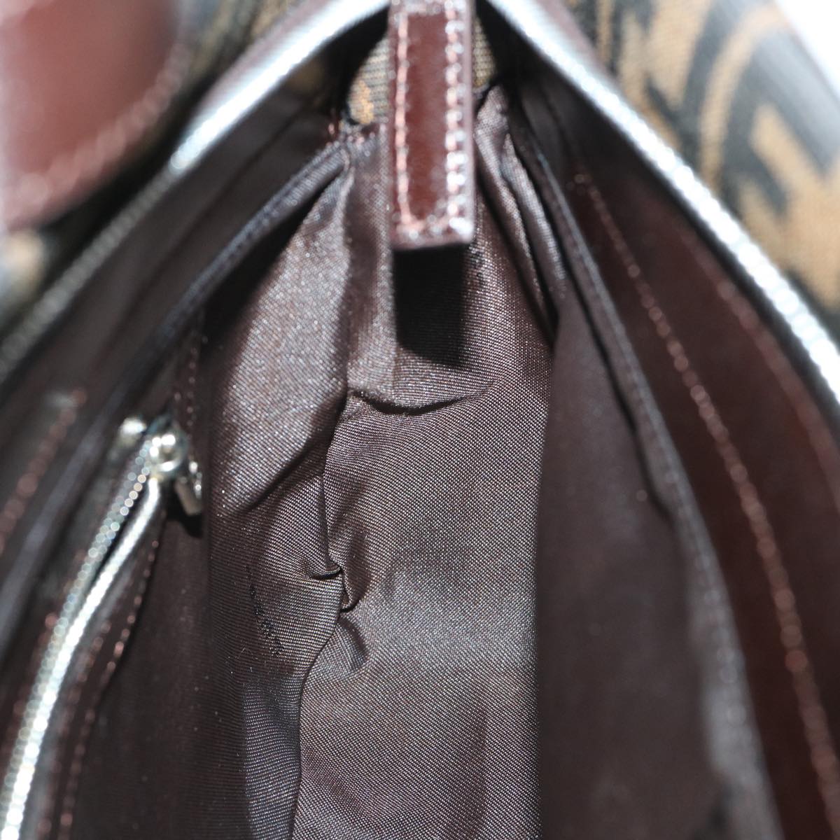 FENDI Zucca Canvas Mamma Baguette Shoulder Bag Black Brown54960