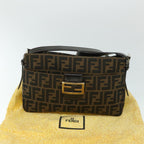 FENDI Zucca Canvas Mamma Baguette Shoulder Bag Black Brown54960