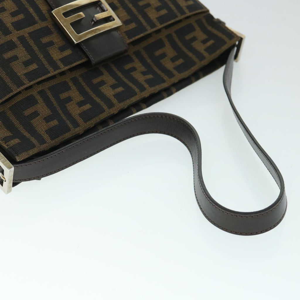 FENDI Zucca Canvas Mamma Baguette Shoulder Bag Black Brown54960