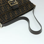 FENDI Zucca Canvas Mamma Baguette Shoulder Bag Black Brown54960