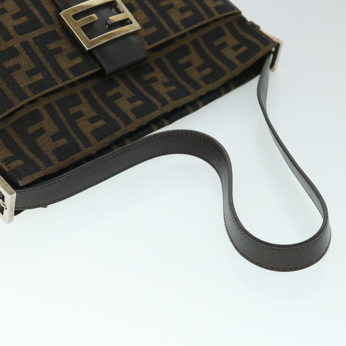 FENDI Zucca Canvas Mamma Baguette Shoulder Bag Black Brown54960