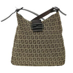 FENDI Zucchino Canvas Mamma Baguette Shoulder Bag Brown54964