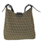 FENDI Zucchino Canvas Mamma Baguette Shoulder Bag Brown54964