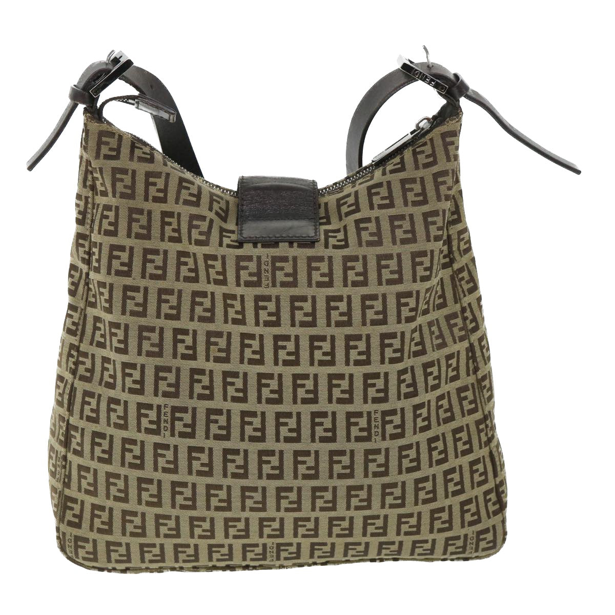 FENDI Zucchino Canvas Mamma Baguette Shoulder Bag Brown54964