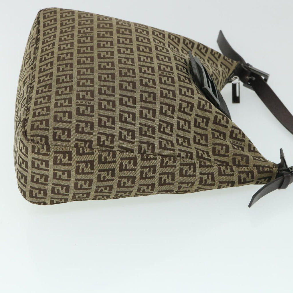 FENDI Zucchino Canvas Mamma Baguette Shoulder Bag Brown54964