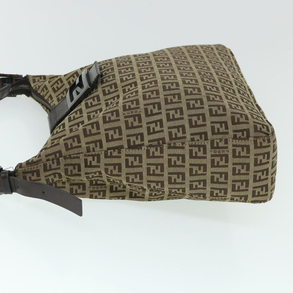 FENDI Zucchino Canvas Mamma Baguette Shoulder Bag Brown54964