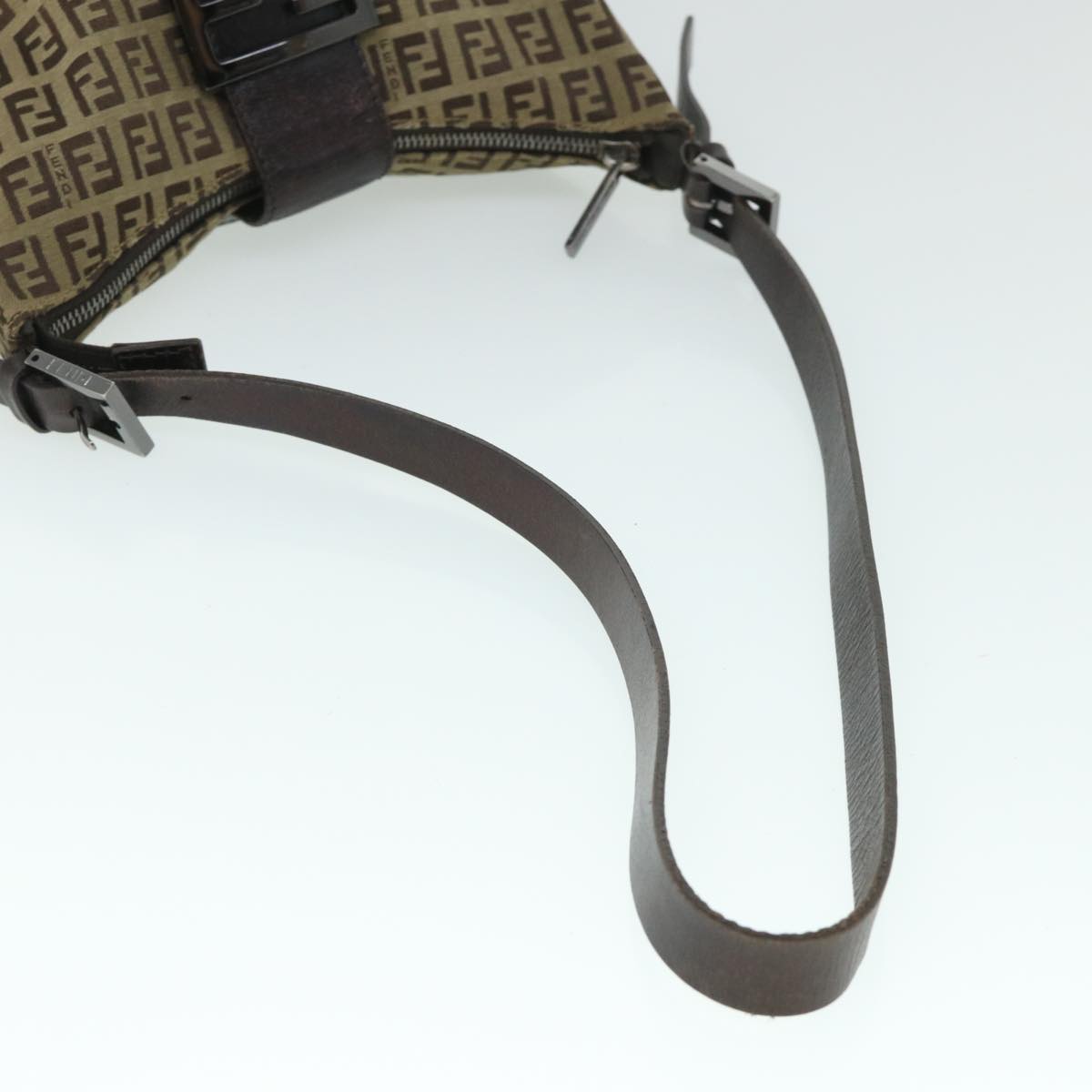 FENDI Zucchino Canvas Mamma Baguette Shoulder Bag Brown54964