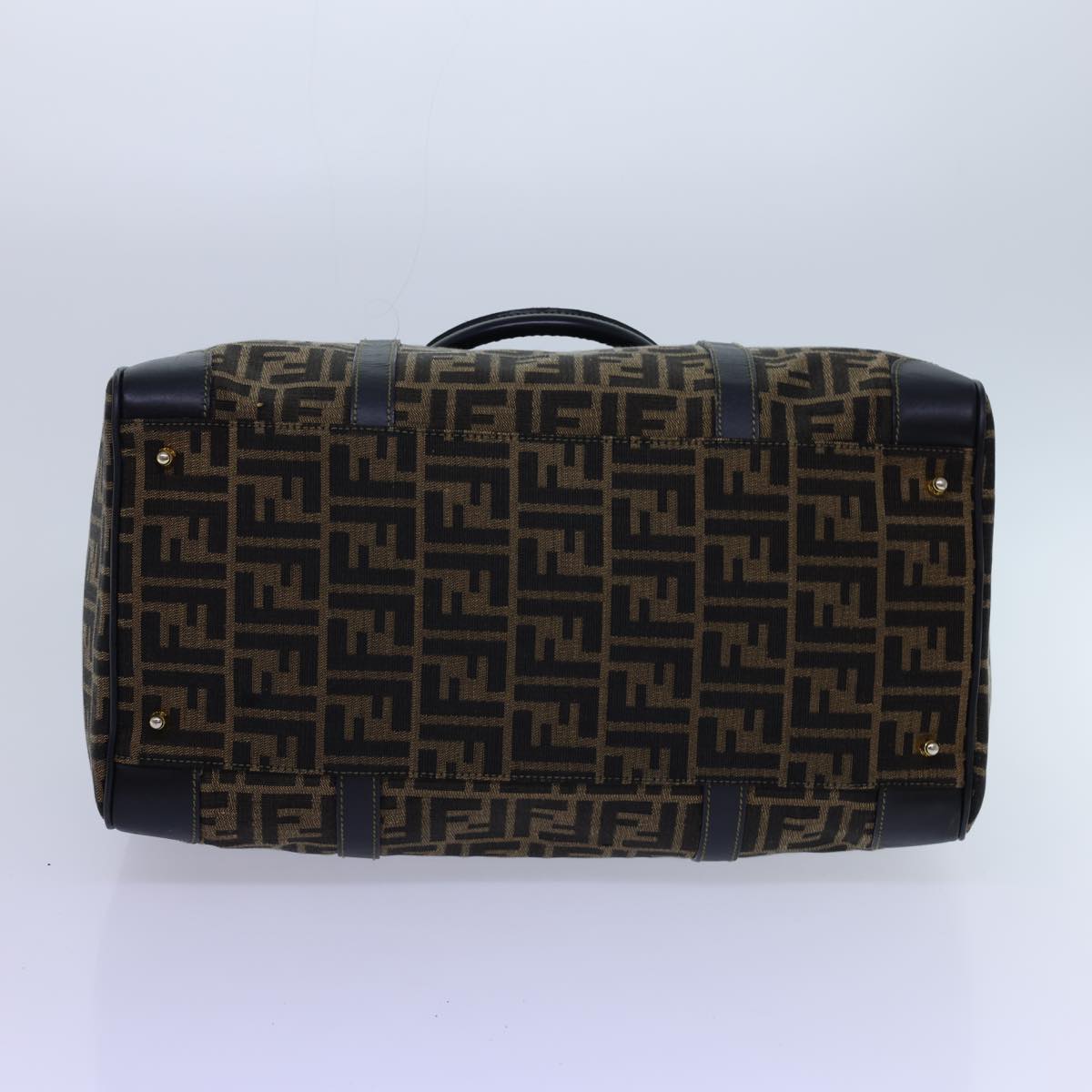 FENDI Zucca Canvas Boston Bag Leather Black Brown54976