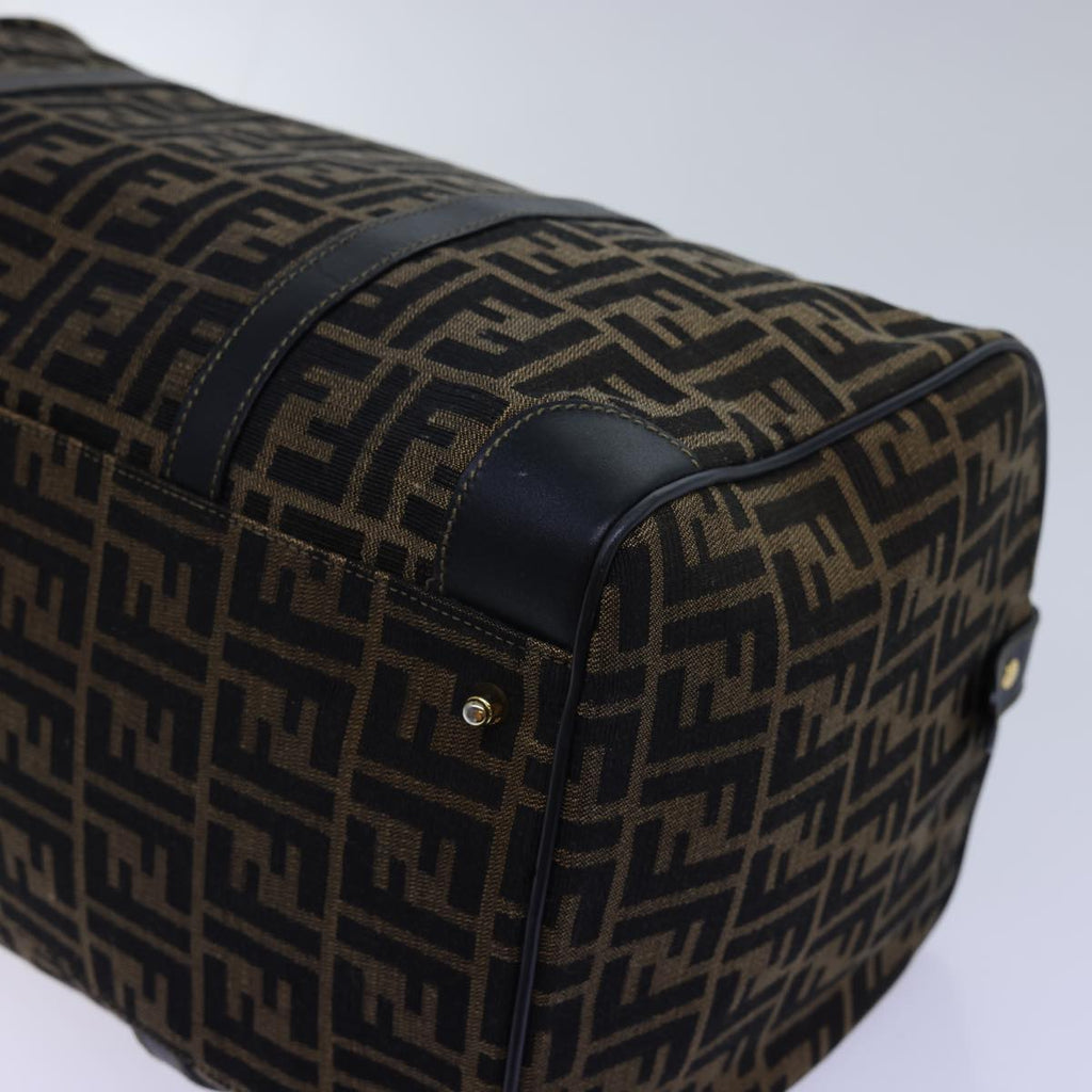 FENDI Zucca Canvas Boston Bag Leather Black Brown54976