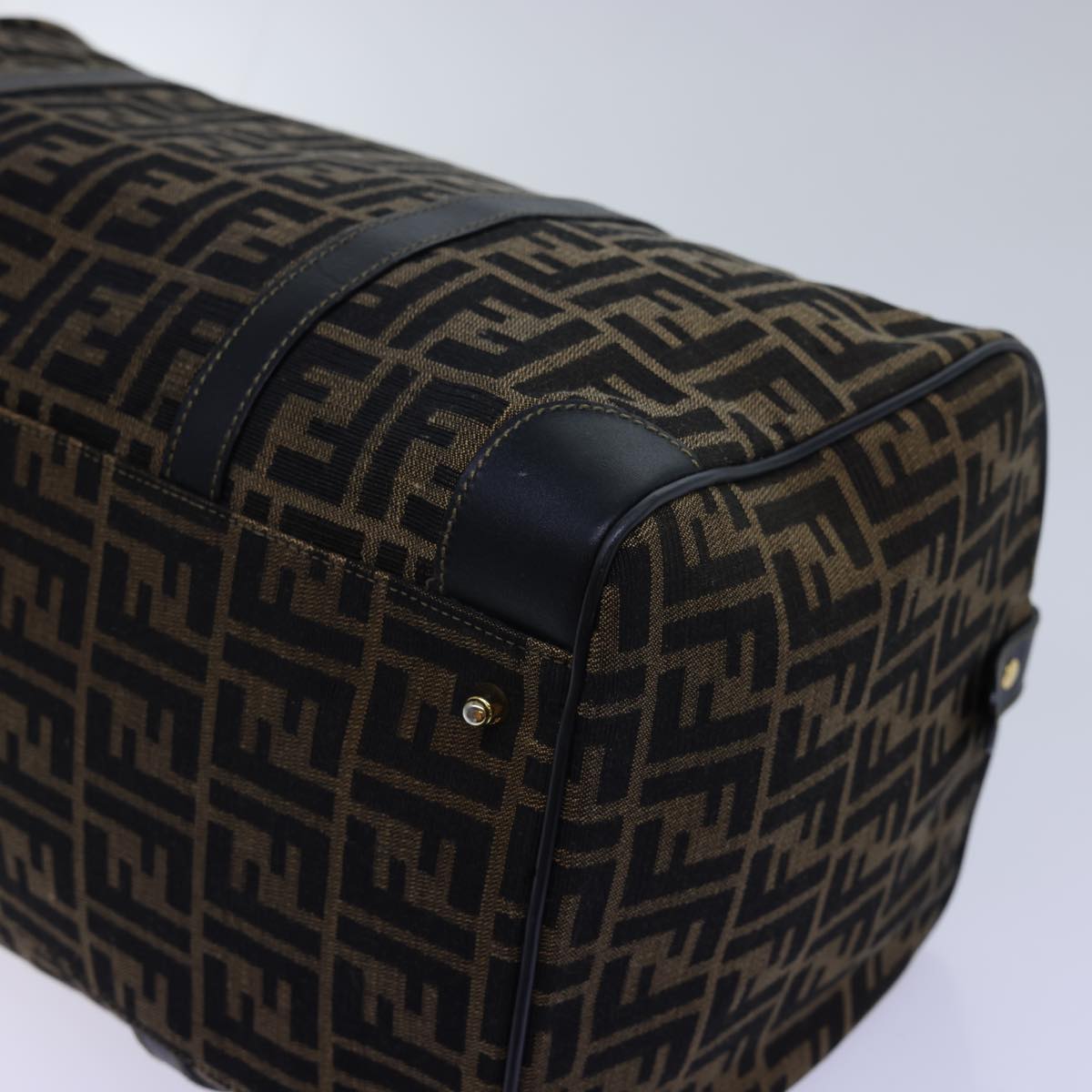 FENDI Zucca Canvas Boston Bag Leather Black Brown54976
