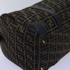 FENDI Zucca Canvas Boston Bag Leather Black Brown54976