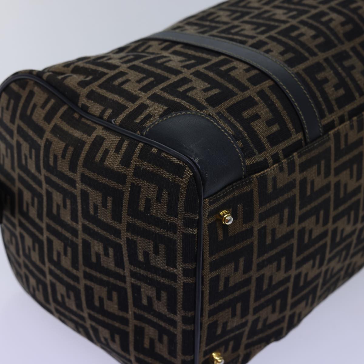 FENDI Zucca Canvas Boston Bag Leather Black Brown54976